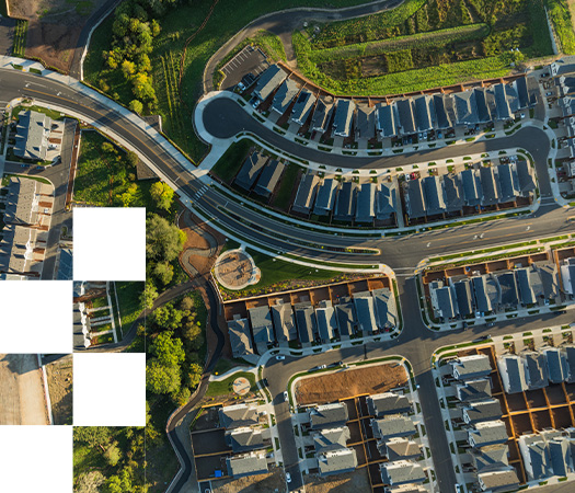 Aerial view of a housing estate