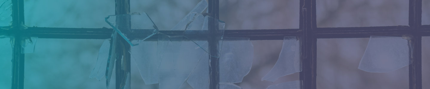 Broken glass in window banner with tint