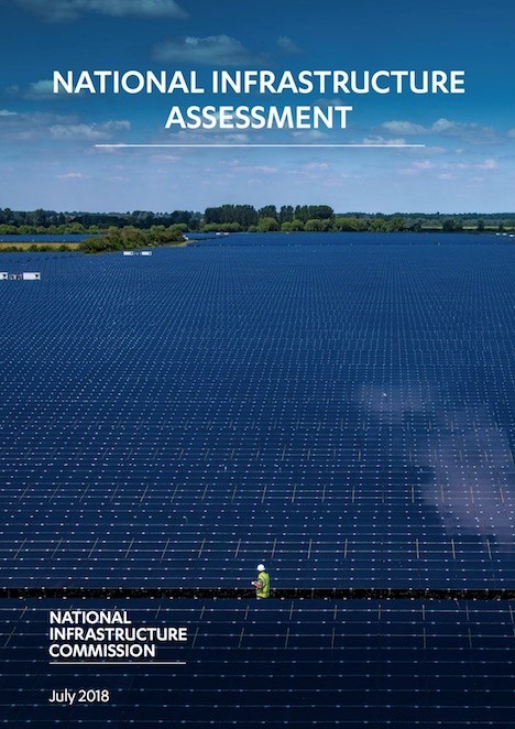 National Infrastructure Commission brochure cover - solar panel farm