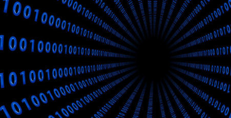 emapsite query service image - blue binary numbers on black background