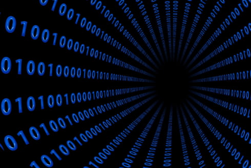 emapsite query service image - blue binary numbers on black background