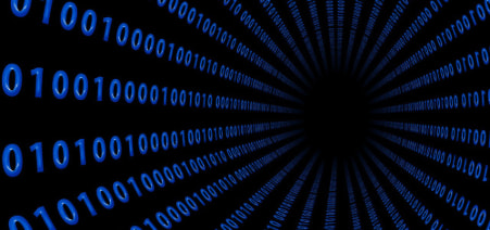 blue binary numbers on black background