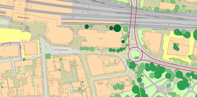 OS MasterMap with OS Highways overlaid