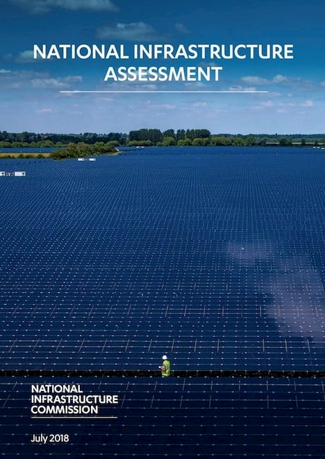 National Infrastructure Commission brochure cover - solar panel farm